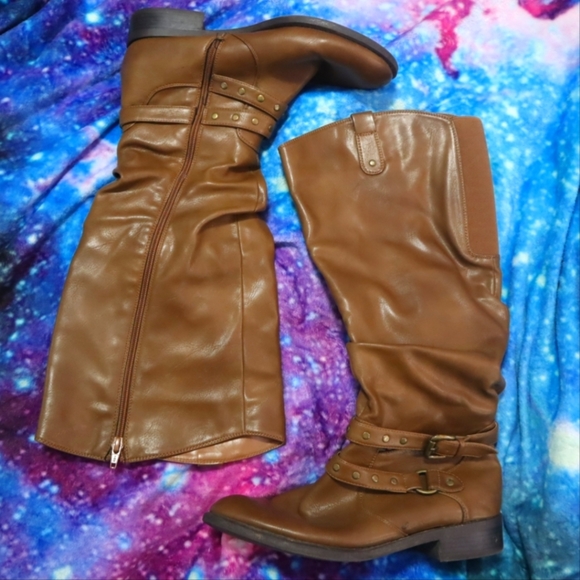 White Mountain Shoes - TALL BOOTS 10W Brown Buckles Riding Fall Spring White Mountain Lexi Classic Calf